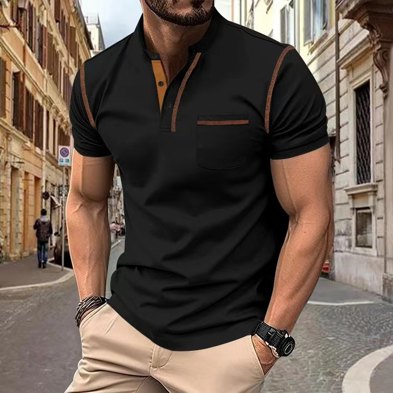 Polo de algodón para hombre, azul – comodidad versátil para el tiempo libre