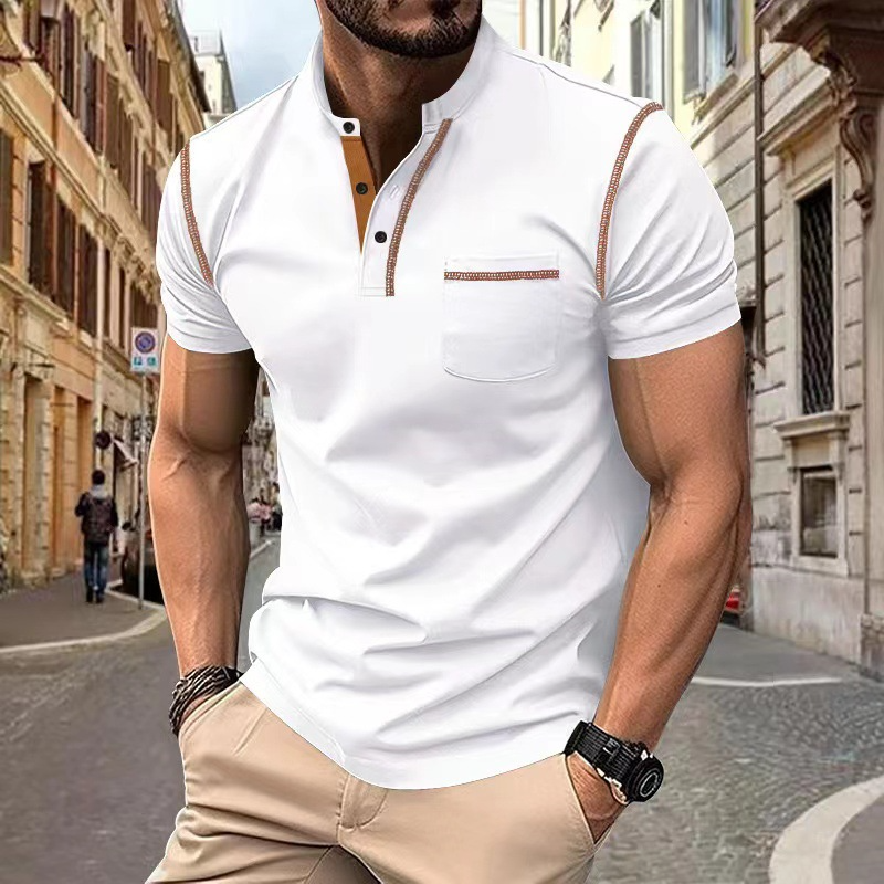 Polo de algodón para hombre, azul – comodidad versátil para el tiempo libre