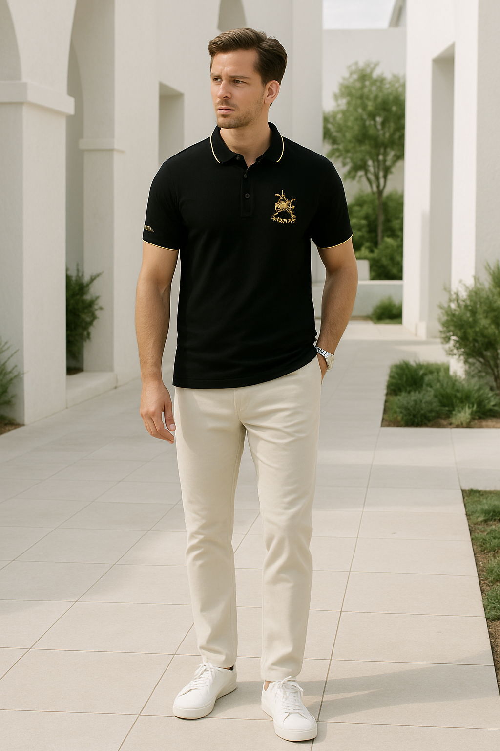 Polo de hombre de corte clásico con bordado