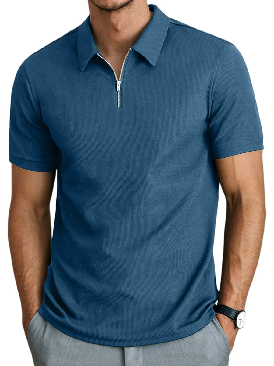 Polo de manga corta con cremallera para hombre