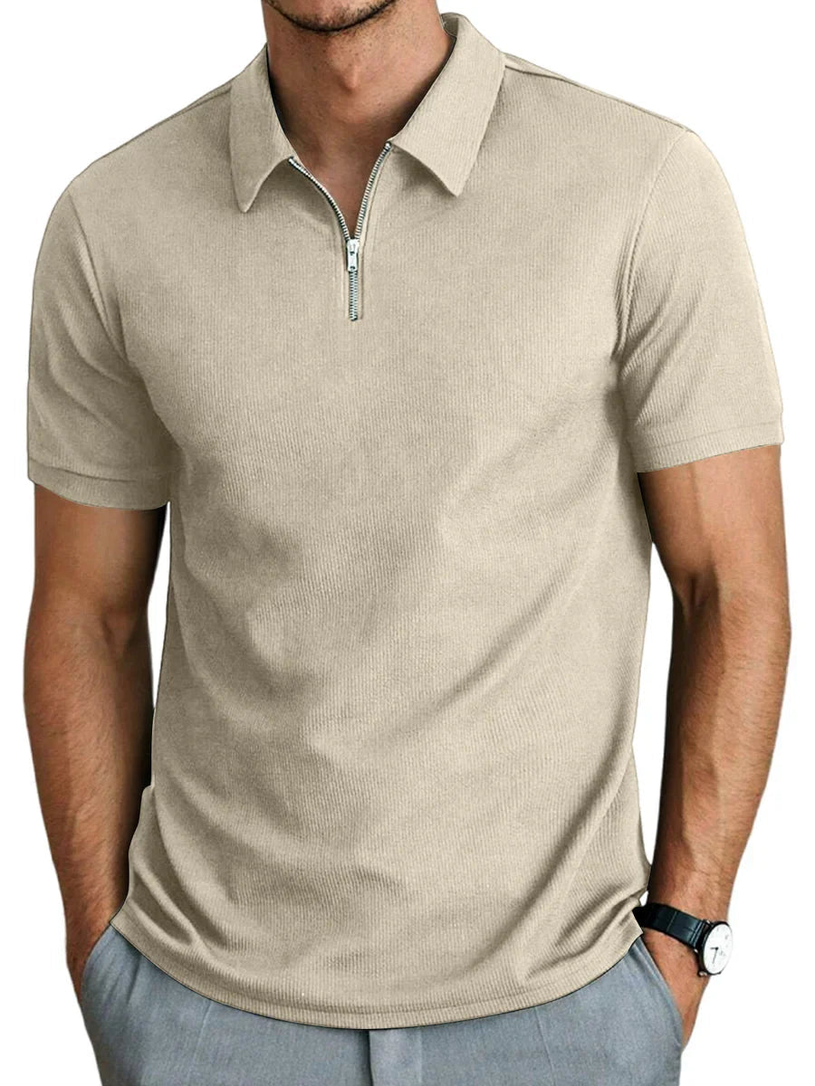 Polo de manga corta con cremallera para hombre