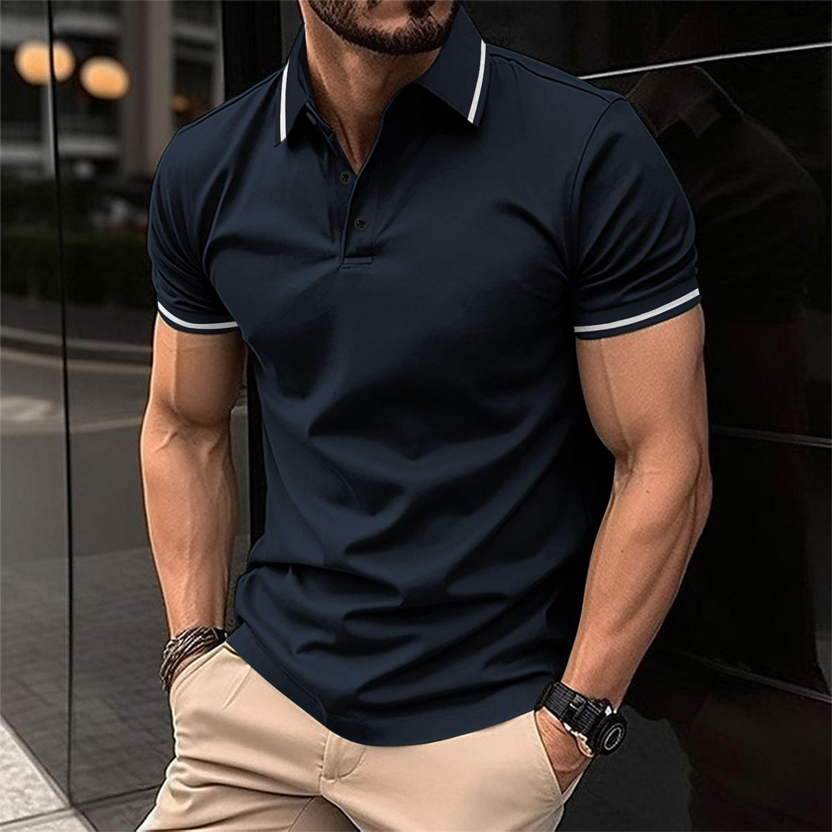 Polo de manga corta transpirable de algodón para hombre