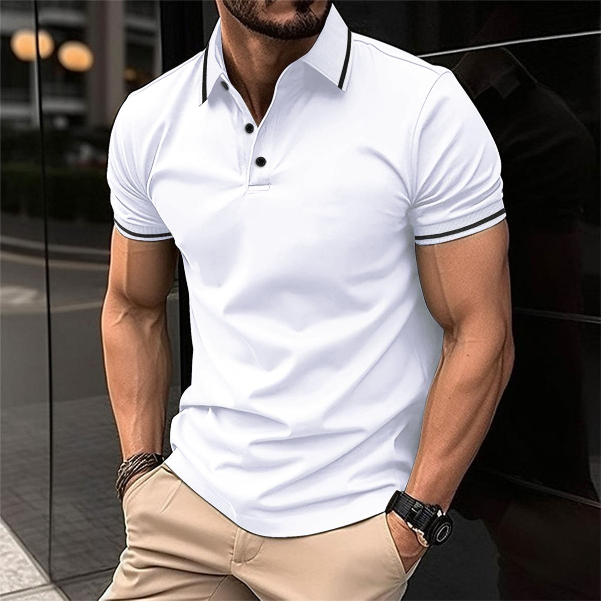 Polo de manga corta transpirable de algodón para hombre