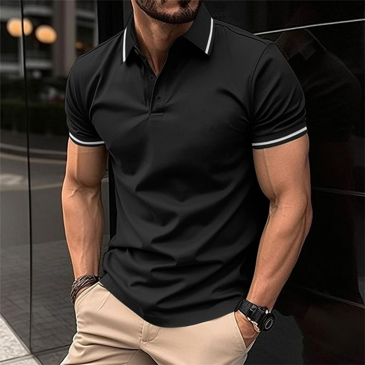 Polo de manga corta transpirable de algodón para hombre