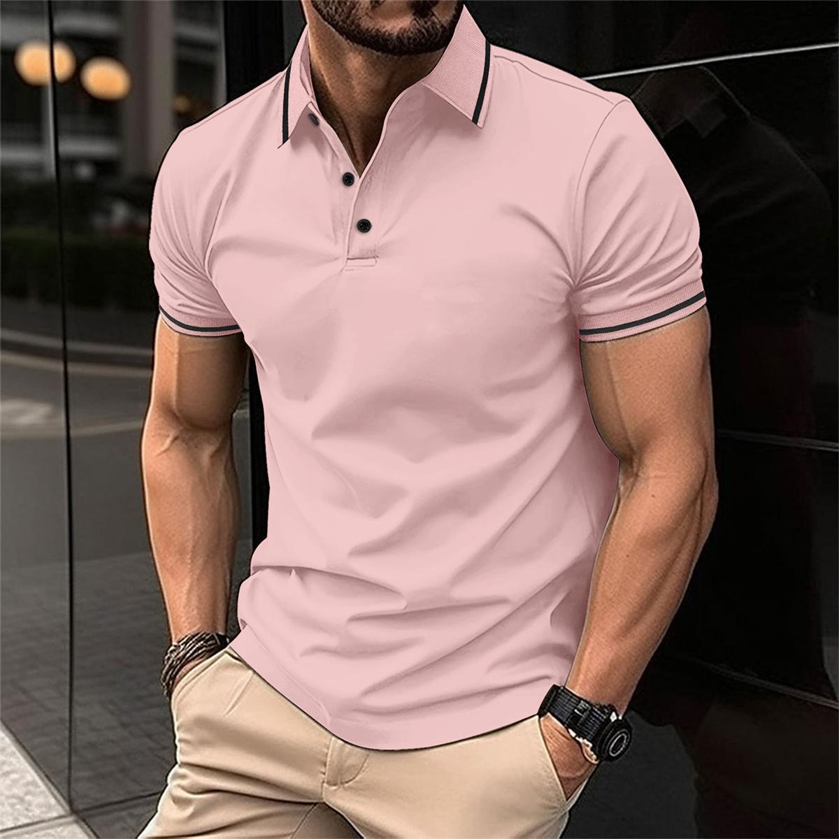 Polo de manga corta transpirable de algodón para hombre