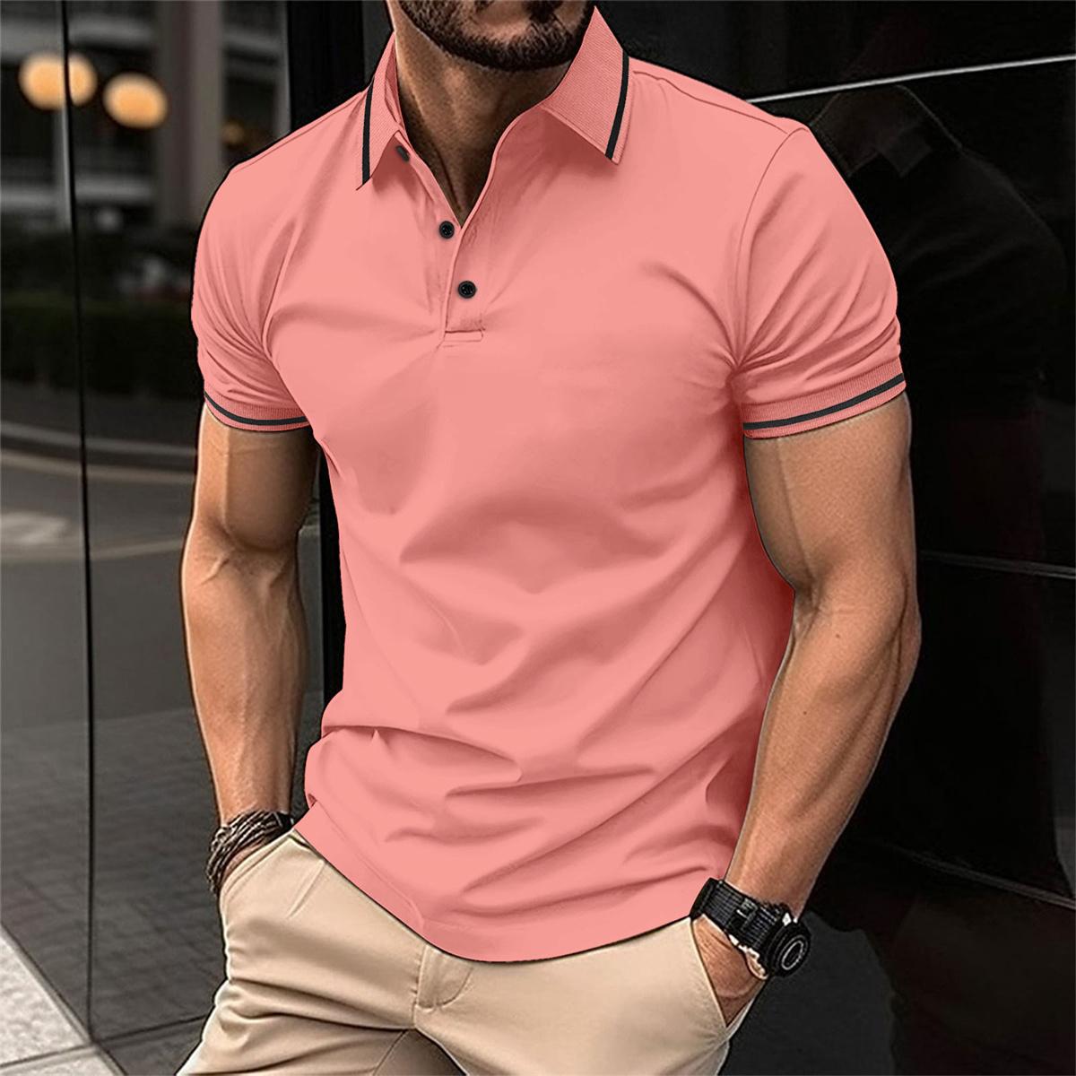 Polo de manga corta transpirable de algodón para hombre