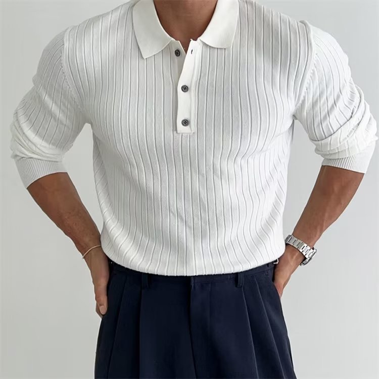 Polo de manga larga para hombre corte Slim Fit