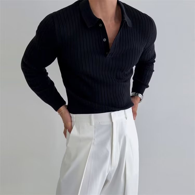 Polo de manga larga para hombre corte Slim Fit