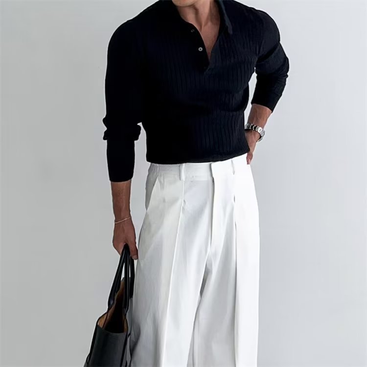 Polo de manga larga para hombre corte Slim Fit