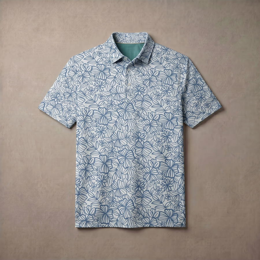 Polo para hombre con estampado jaspeado | Absorbe la humedad | UPF 50 | Elástico en 4 direcciones