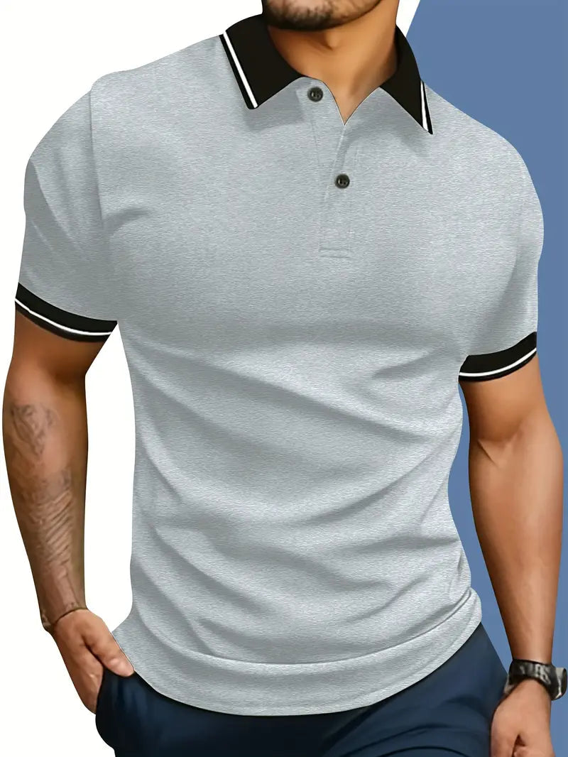 Polo para hombre con ribete en contraste