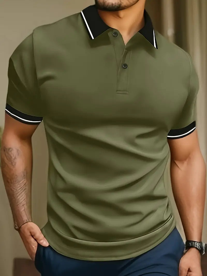 Polo para hombre con ribete en contraste
