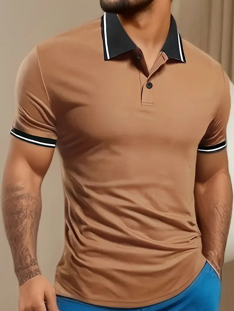 Polo para hombre con ribete en contraste
