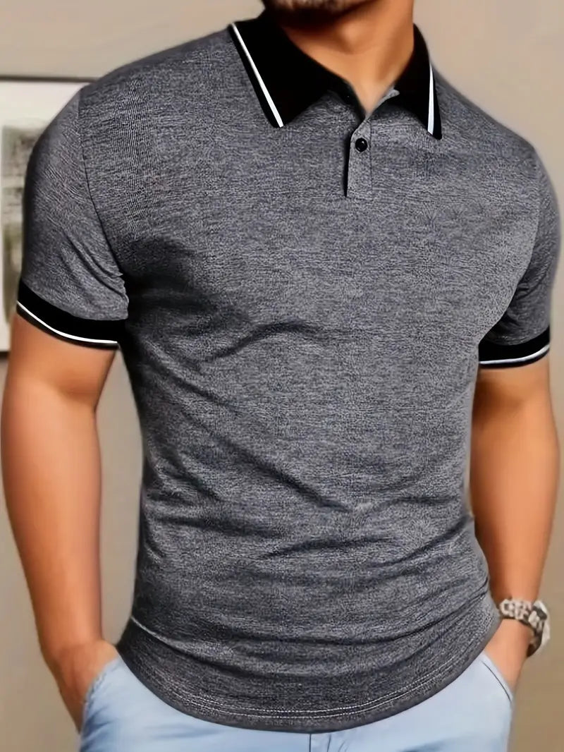 Polo para hombre con ribete en contraste