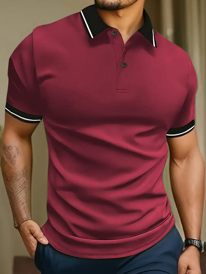 Polo para hombre con ribete en contraste