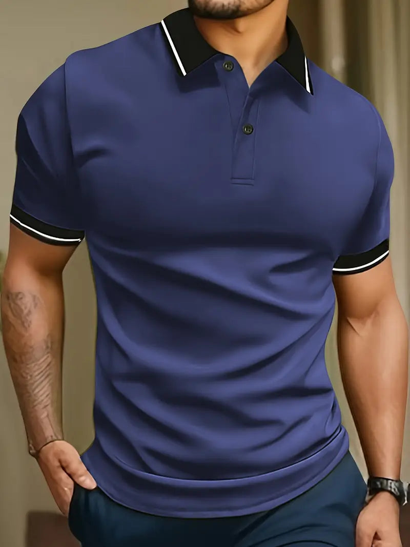 Polo para hombre con ribete en contraste