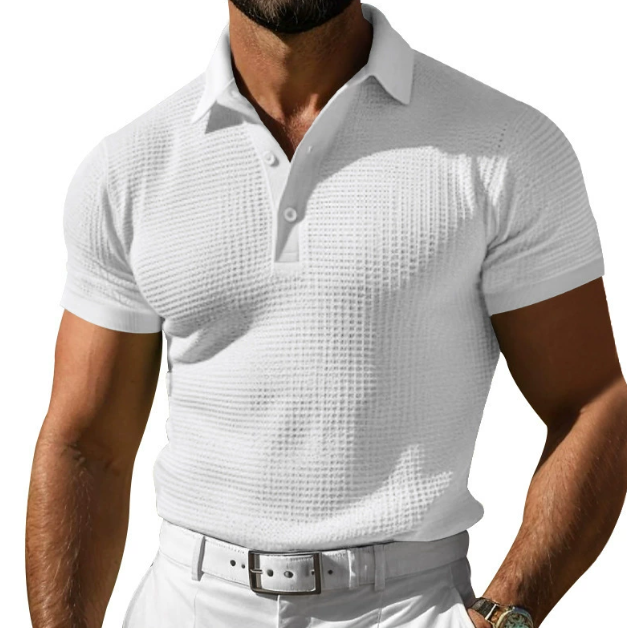 Polo para hombre de tejido texturizado y corte regular