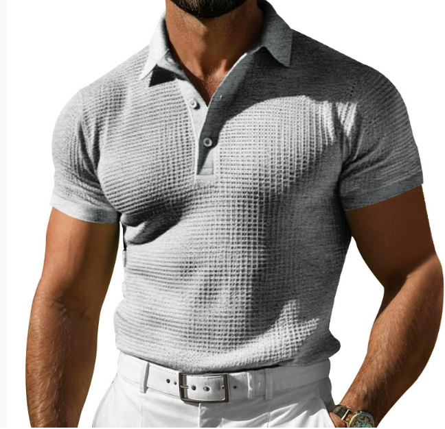 Polo para hombre de tejido texturizado y corte regular