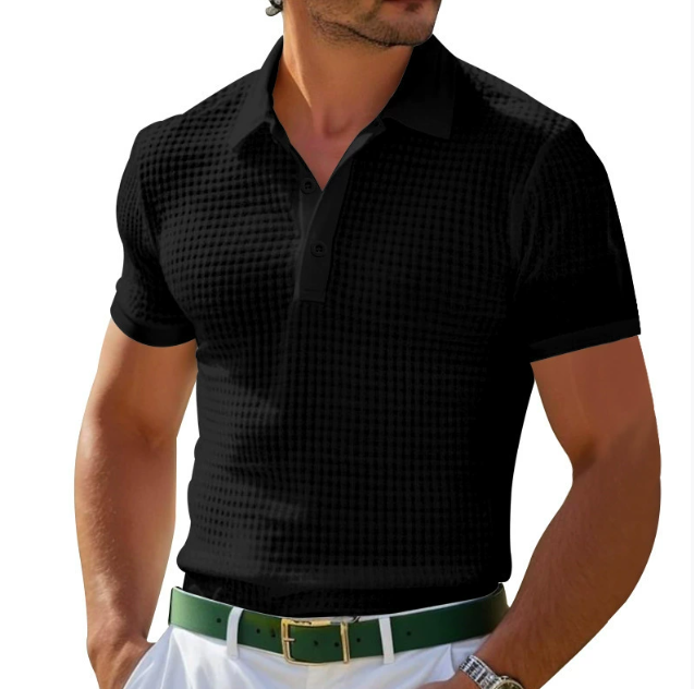 Polo para hombre de tejido texturizado y corte regular