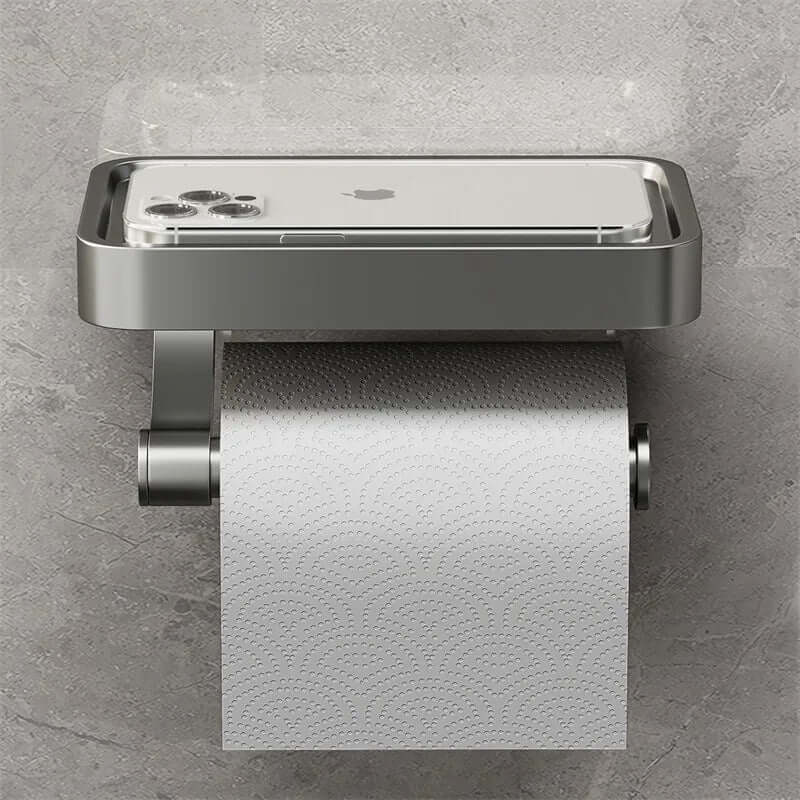 Portarrollos de papel higiénico de acero inoxidable con estante
