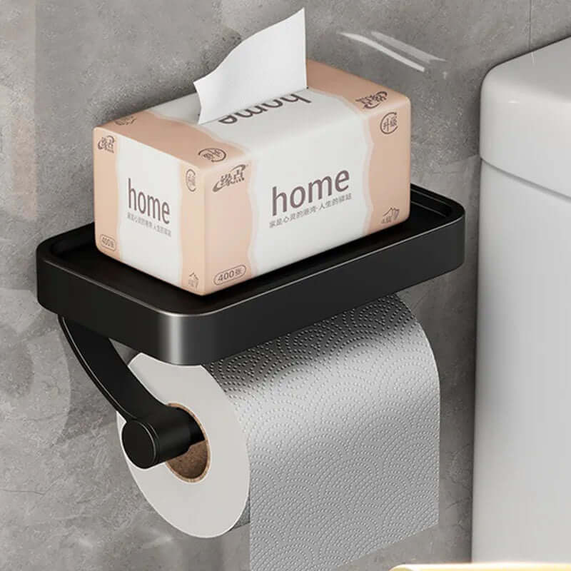 Portarrollos de papel higiénico de acero inoxidable con estante