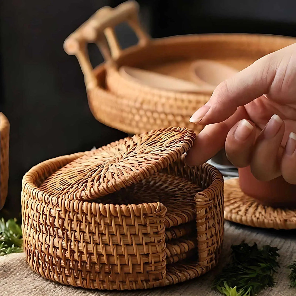 Posavasos de bambú para café y té