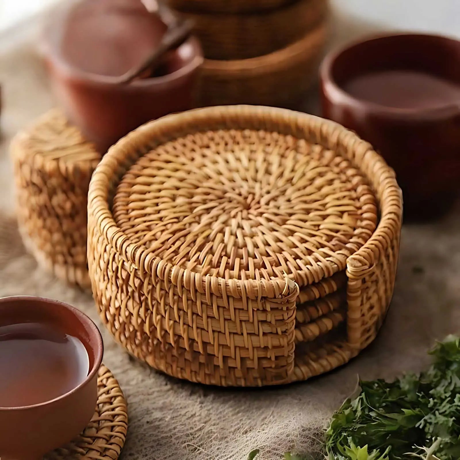 Posavasos de bambú para café y té