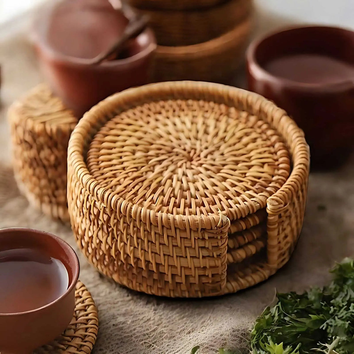 Posavasos de bambú para café y té