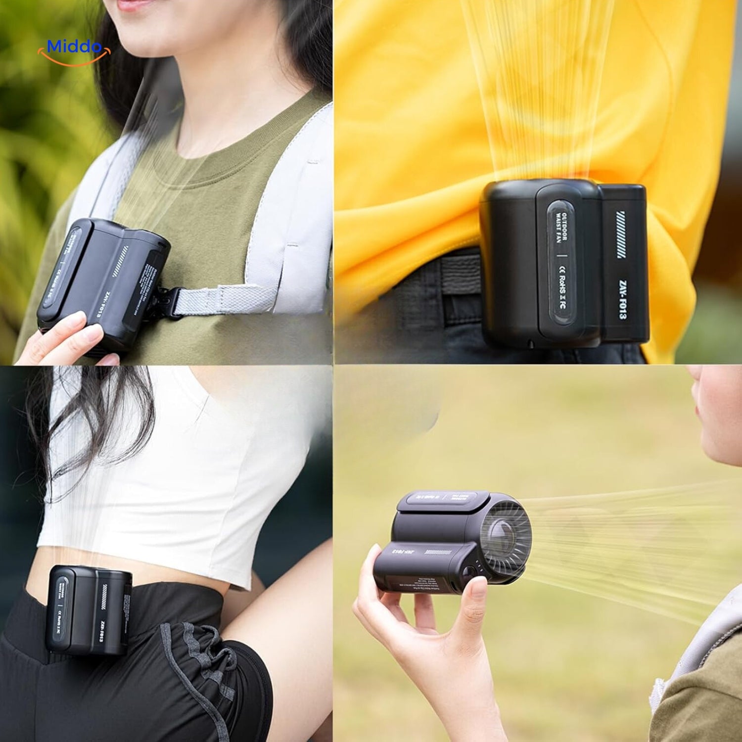 Potente miniventilador con doble clip para senderismo, camping y otras actividades