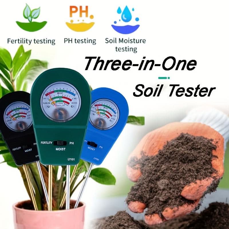 Probador de suelo 3 en 1 para humedad, nutrientes y pH para plantas sanas