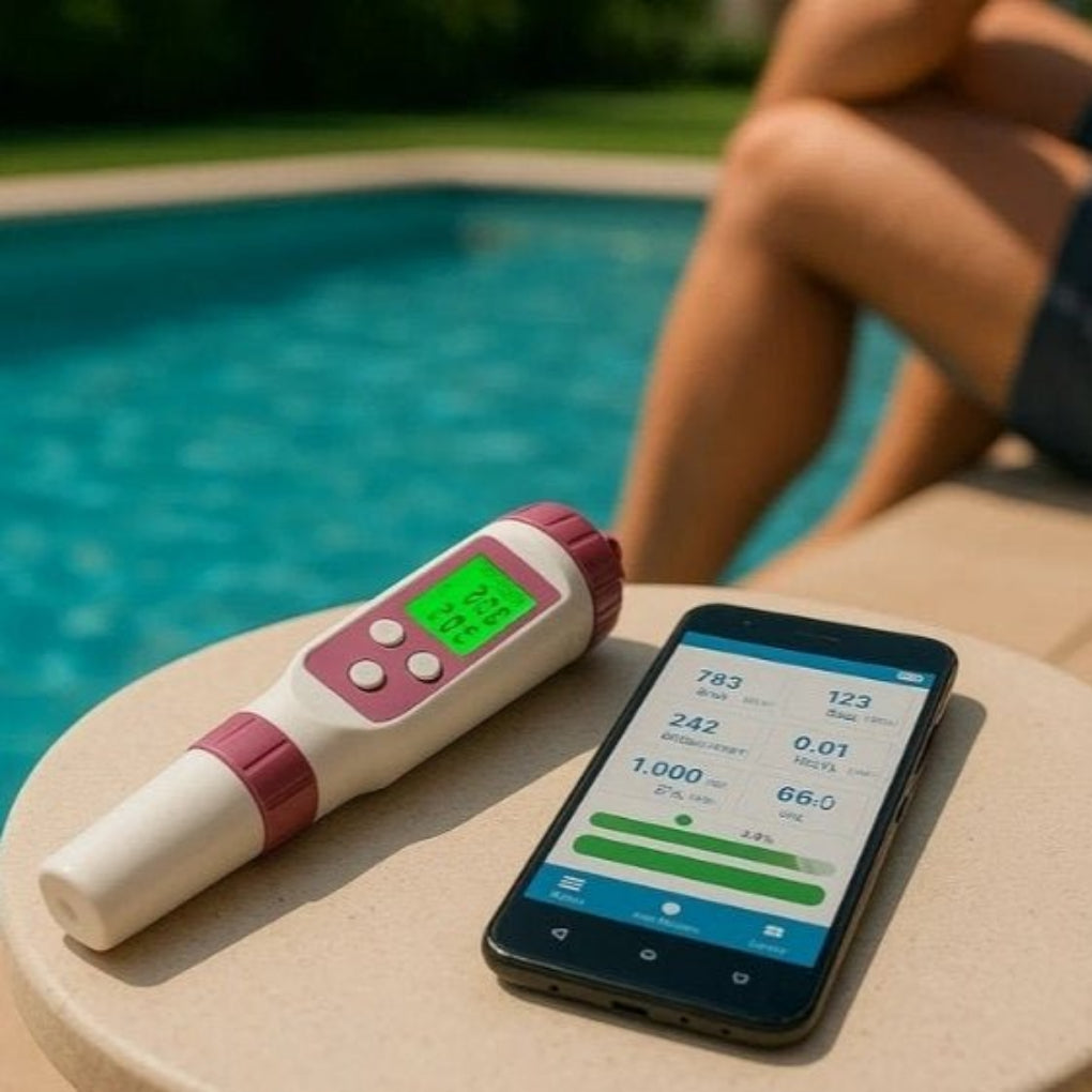 Probador digital de agua para piscinas – Analizador inteligente compatible con aplicación