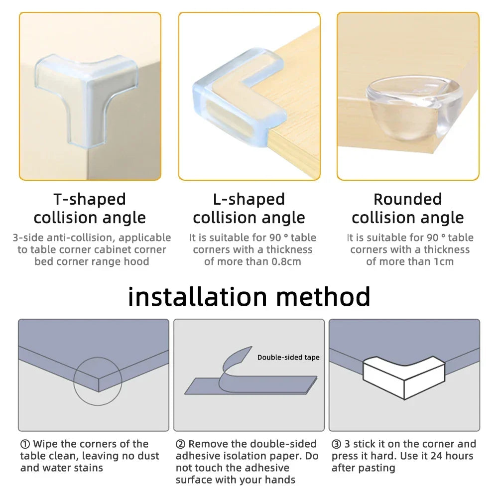 Protectores transparentes de esquinas para la seguridad de bebés - Set de 10
