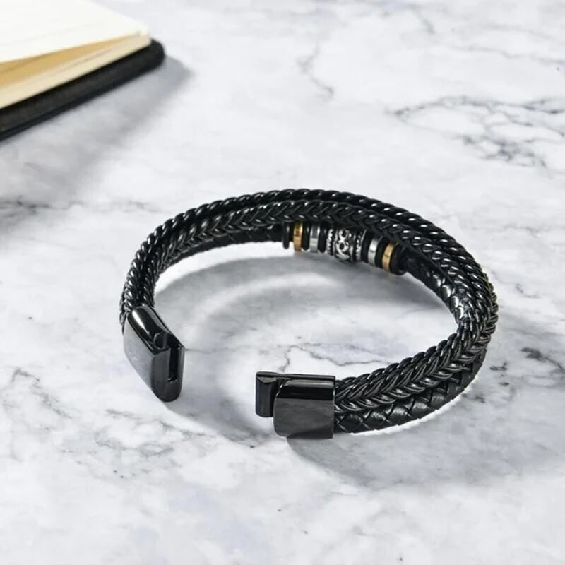 Pulsera para Hombre de Doble Fila en Negro