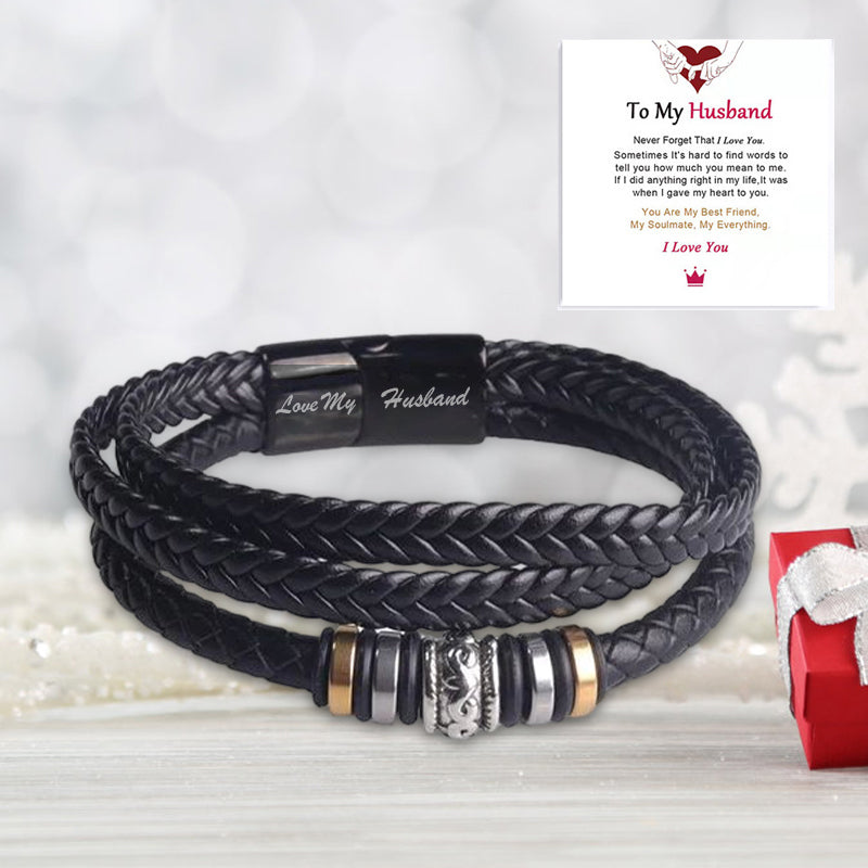 Pulsera para Hombre de Doble Fila en Negro