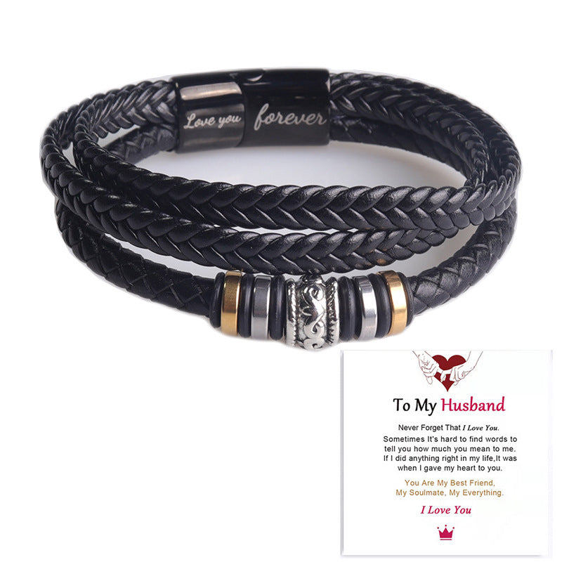 Pulsera para Hombre de Doble Fila en Negro