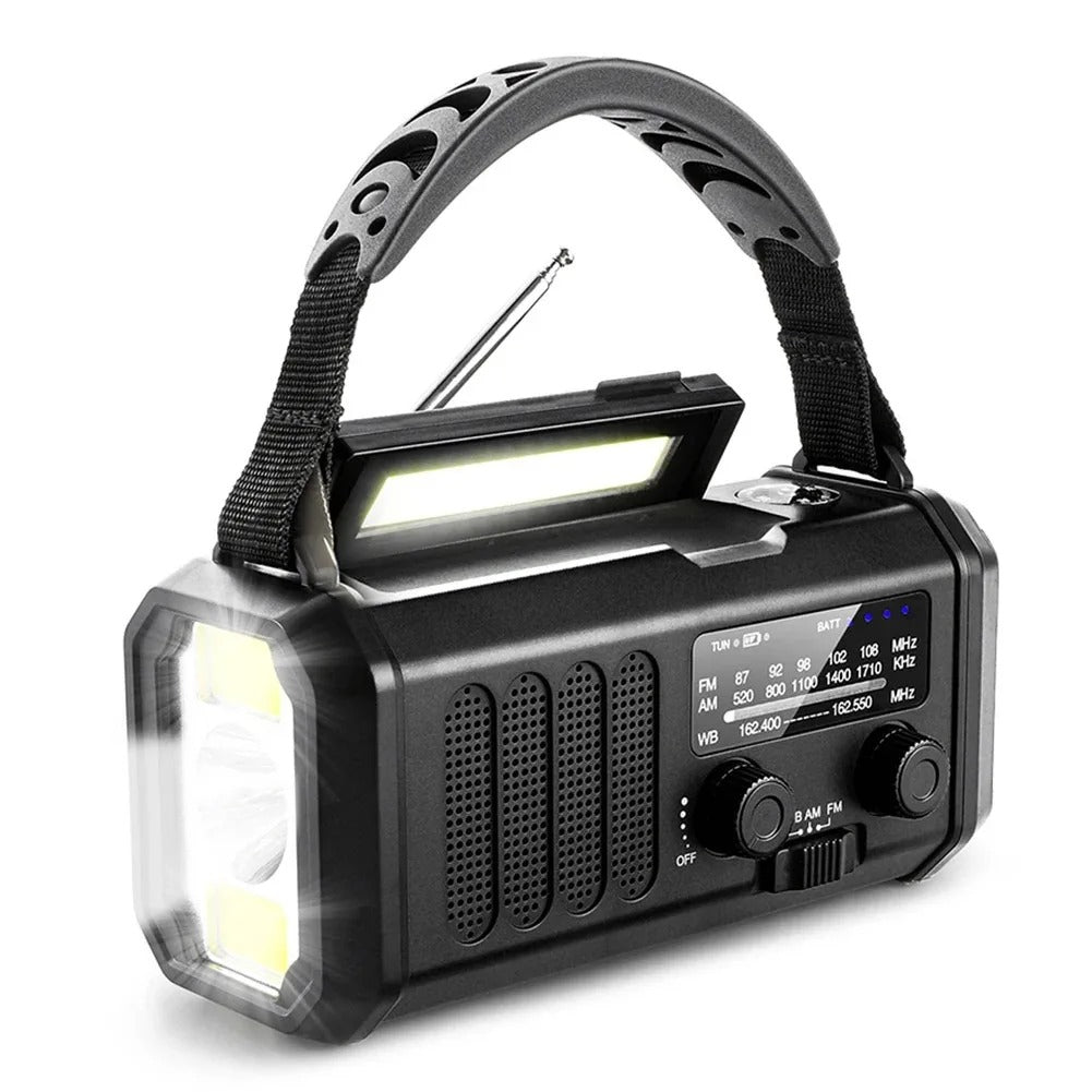 Radio de emergencia profesional - Dinamo y solar - Potente y duradera