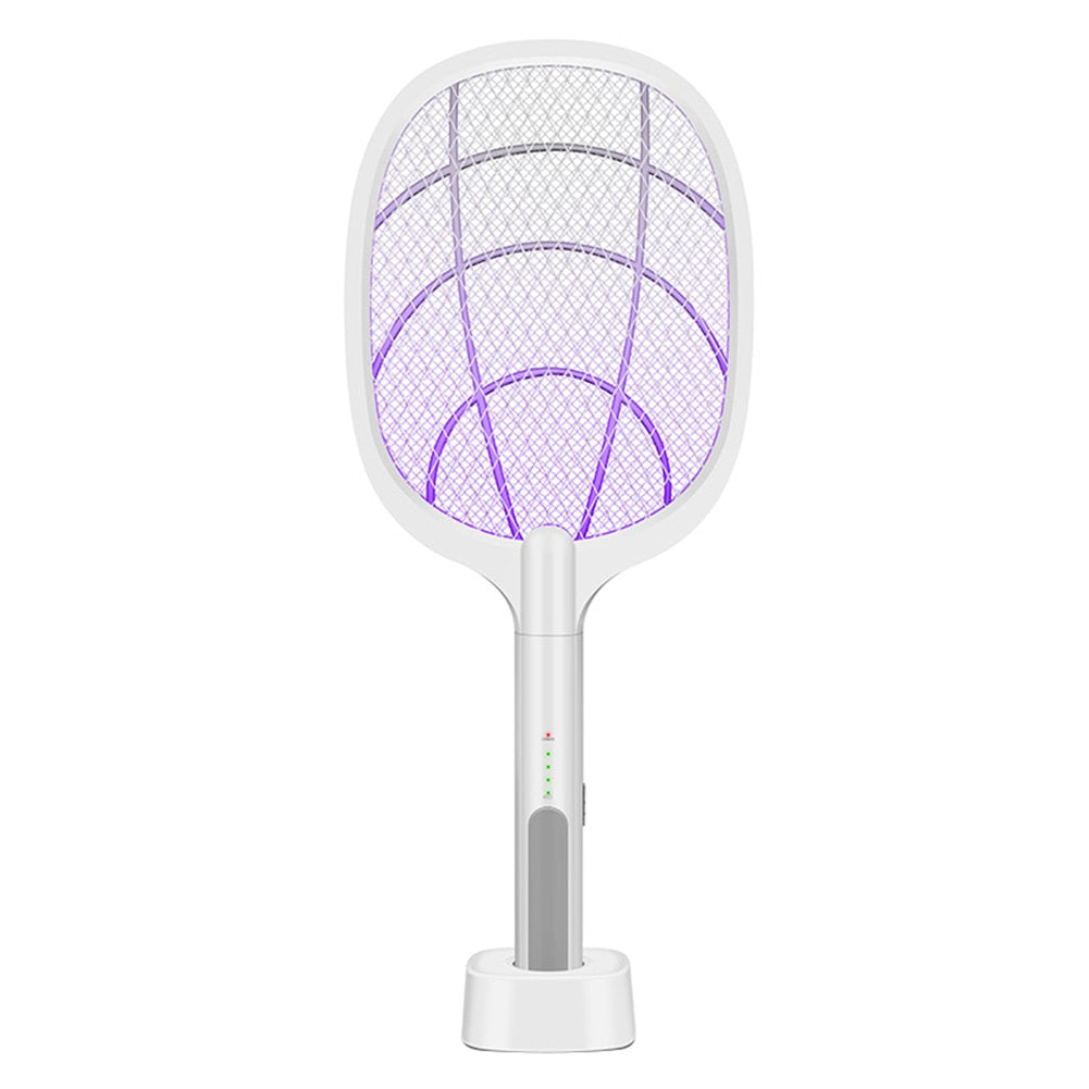 Raqueta matamosquitos eléctrica – Aniquilador de insectos recargable por USB con tecnología de atracción LED