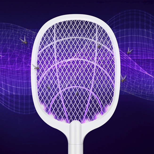 Raqueta matamosquitos eléctrica – Aniquilador de insectos recargable por USB con tecnología de atracción LED