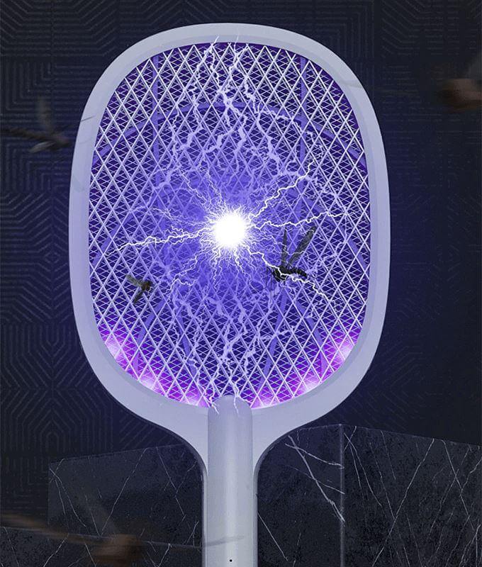 Raqueta matamosquitos eléctrica – Aniquilador de insectos recargable por USB con tecnología de atracción LED