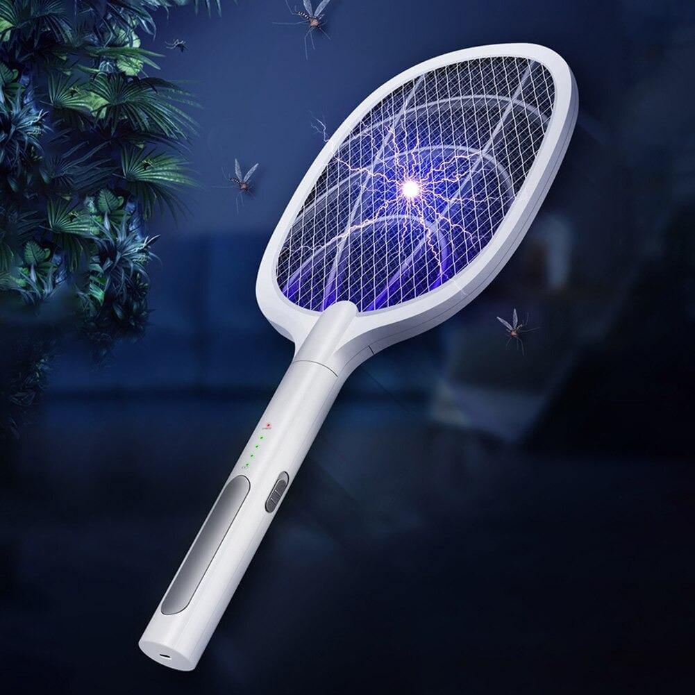 Raqueta matamosquitos eléctrica – Aniquilador de insectos recargable por USB con tecnología de atracción LED