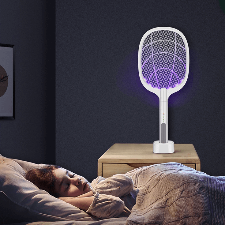 Raqueta matamosquitos eléctrica – Aniquilador de insectos recargable por USB con tecnología de atracción LED