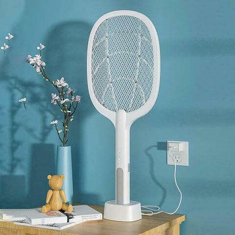 Raqueta matamosquitos eléctrica – Aniquilador de insectos recargable por USB con tecnología de atracción LED