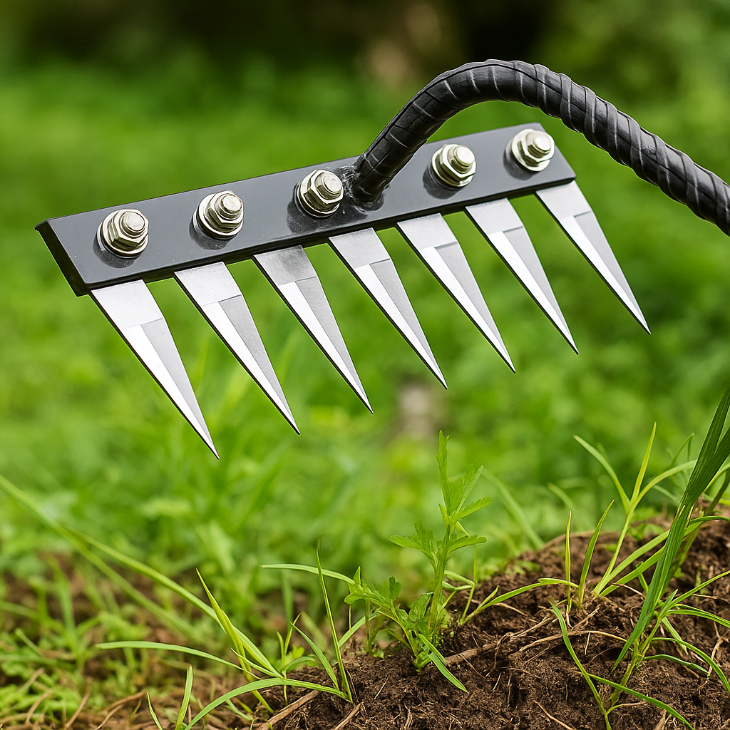 Rastrillo Resistente de Acero para Exterior para Desherbar y Cultivar el Suelo