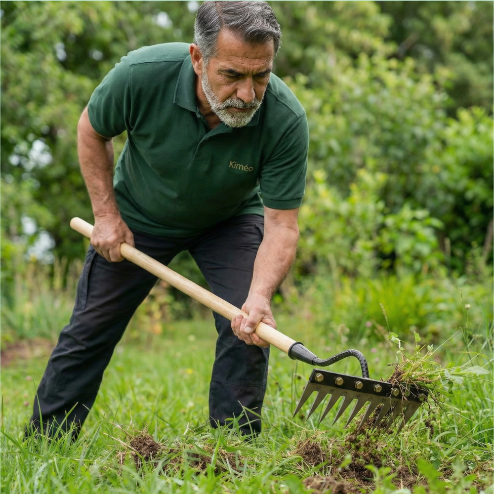 Rastrillo Resistente de Acero para Exterior para Desherbar y Cultivar el Suelo