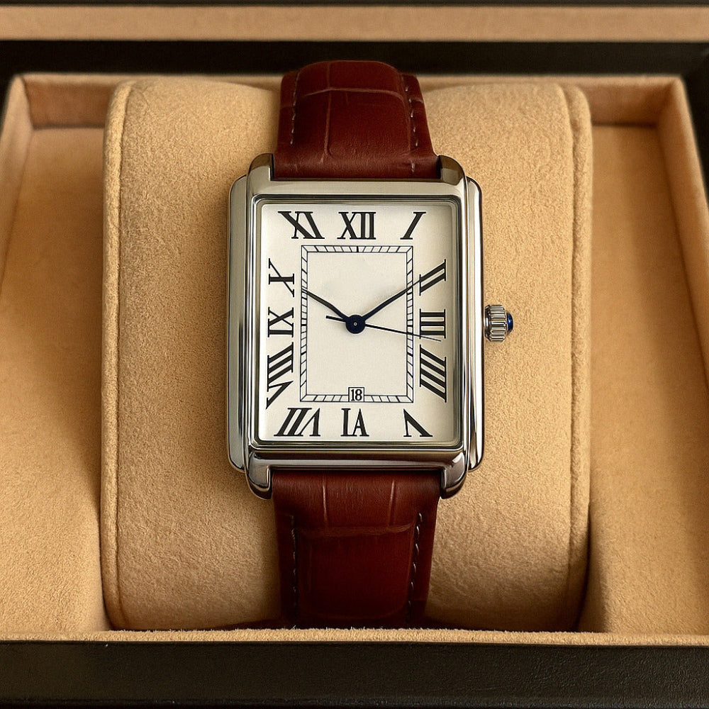 Reloj analógico cuadrado clásico para hombre estilo retro