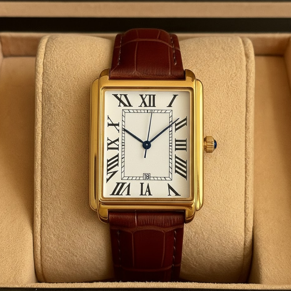 Reloj analógico cuadrado clásico para hombre estilo retro