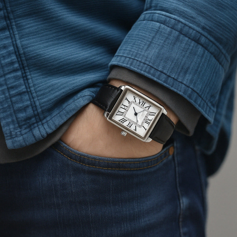 Reloj analógico cuadrado clásico para hombre estilo retro