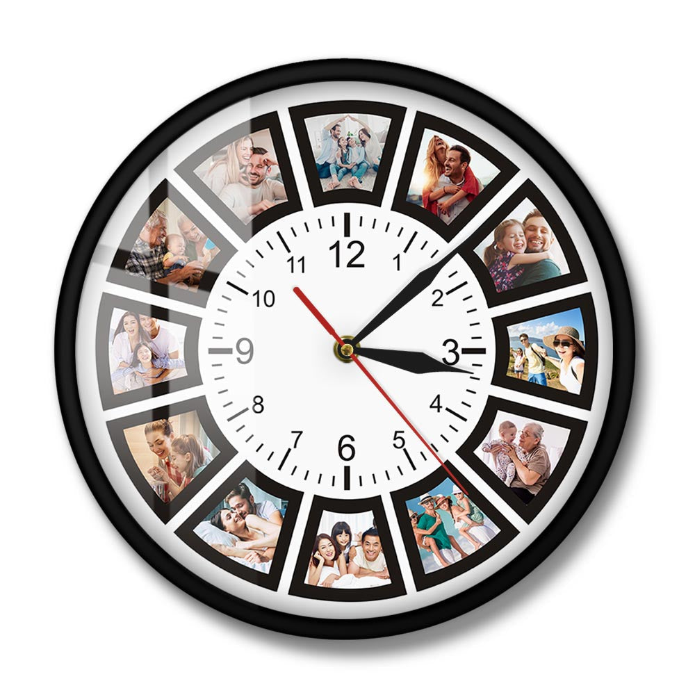 Reloj de pared con collage de fotos: diseño personalizable y elegante, ideal para guardar tus mejores recuerdos