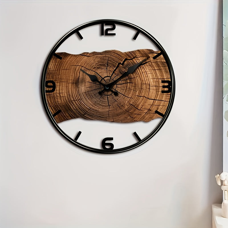 Reloj de pared con diseño rústico de tronco de árbol | Reloj con aspecto de madera natural
