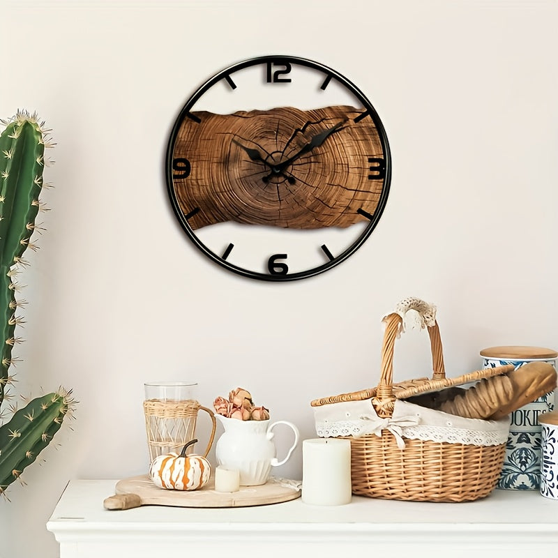 Reloj de pared con diseño rústico de tronco de árbol | Reloj con aspecto de madera natural